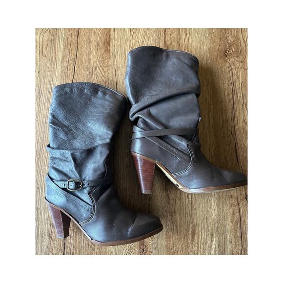 Dingo Vintage Slouch Mid Calf Brown Boots Size 5 - Picture 2 of 6